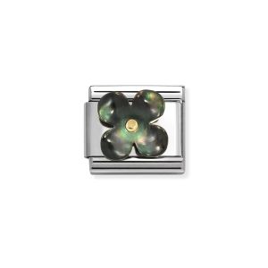Nomination Classic Gold Black Mother of Pearl Flower Charm 030521/22