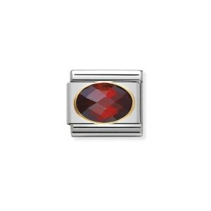 Nomination Classic Faceted Red Cubic Zirconia Charm - 18k Gold Setting 030601_005