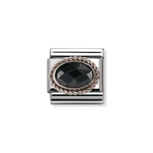 Nomination Classic Faceted Black Cubic Zirconia Charm - Sterling Silver Twist Setting
