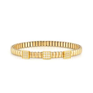 Nomination Extension Style Bracelet Steel and Yellow Gold Zirconia Square 046015_056