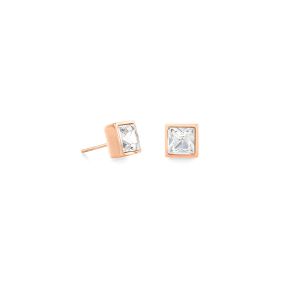 Coeur De Lion Brilliant Square Earrings - Rose Gold Crystal 500211822