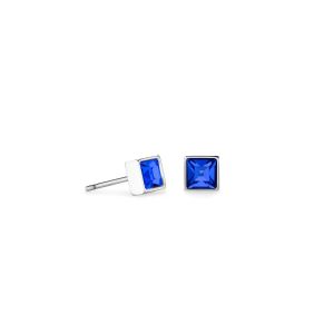 Coeur De Lion Square Stud Gold Earrings - Blue Crystal - 0501210717