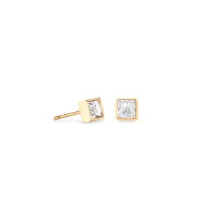 Coeur De Lion Square Stud Earrings - Gold Crystal