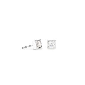 Coeur De Lion Square Stud Earrings - Silver Crystal
