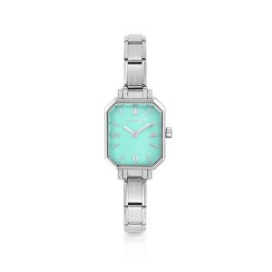 Nomination Watch Rectangular Silver with Turquoise Green Dial