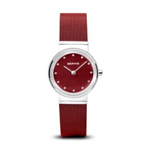 Bering Ladies Classic Watch -  Polished Silver and Red - 10126-303