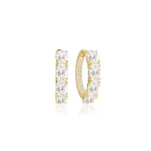 Sif Jakobs Ellisse Creolo Earrings - Gold with White Zirconia - SJ-E2315-CZ-YG