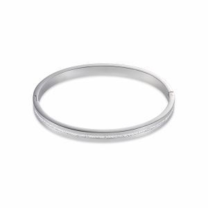 Coeur De Lion White Crystal Stainless Steel Bangle 0126331800