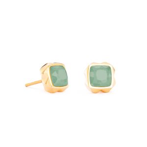 Coeur De Lion Earrings Spikes Square Aventurine Gold Green - 1200210516
