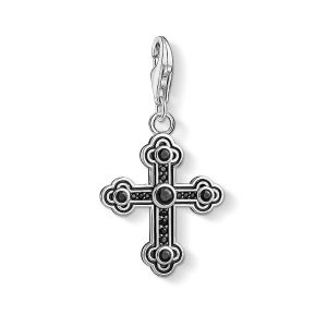 Thomas Sabo Charm Pendant - Silver and Black Fancy Cross 1477-643-11