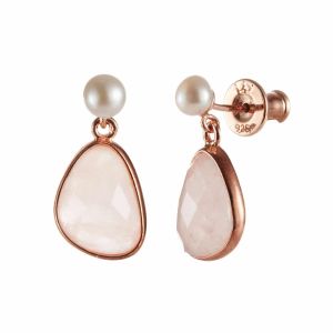 Jersey Pearl Sorel Rose Quartz Drop Earrings