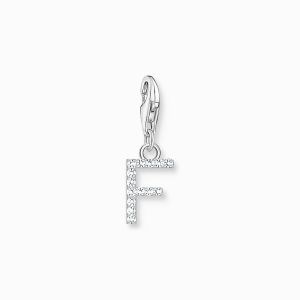 Thomas Sabo Letter F Charm Pendant - Silver with White Zirconia