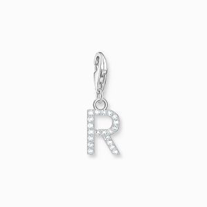 Thomas Sabo Letter R Charm Pendant - Silver with White Zirconia