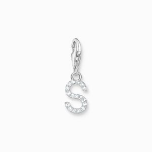 Thomas Sabo Letter S Charm Pendant - Silver with White Zirconia