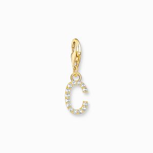 Thomas Sabo Gold Plated Letter C Charm with CZ - 1966-414-14