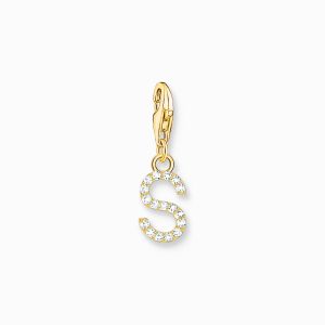 Thomas Sabo Gold Plated Letter S Charm with CZ - 1982-414-14