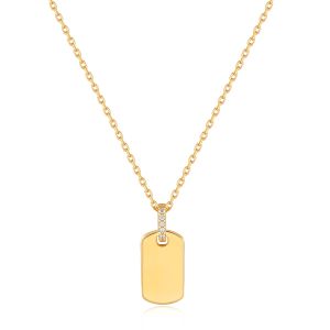 Ania Haie Glam Tag Pendant Necklace Gold Plated