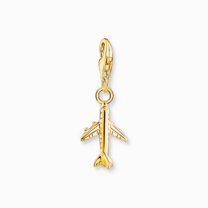 Thomas Sabo Charm Pendant - Gold Plated Aeroplane Charm 2012-413-39