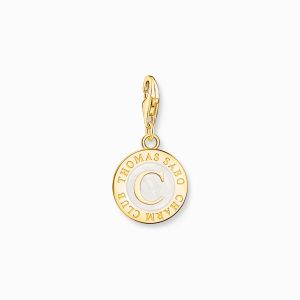 Thomas Sabo Member Charm White Charmista Coin Gold Plated 2095-427-14