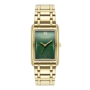 Olivia Burton Rectangular Grove Forest Green and Gold Bracelet Watch 24000195