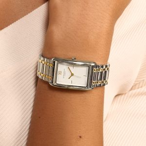Olivia Burton Grove Rectangular White Two Tone Bracelet Watch 24000197