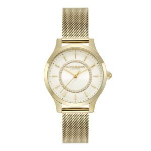 Olivia Burton Wonderlust White and Gold Mesh Watch 24000214