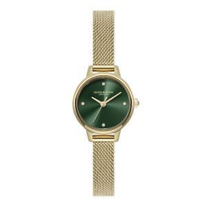 Olivia Burton Mini Forest Green and Gold Mesh Watch - 24000246