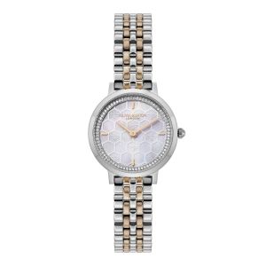 Olivia Burton Honeycomb Ultra Slim Dove Grey and Two Tone Bracelet Watch - 24000265