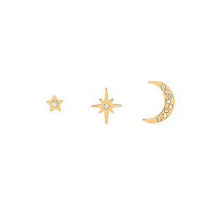 Olivia Burton Celestial North Star & Moon Gold Stud Earrings Set