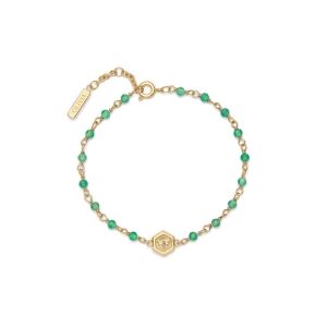 Olivia Burton Minima Bee Green and Gold Plated Beaded Charm Bracelet - 24100175