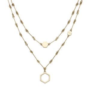 Olivia Burton Honeycomb Gold Plated Double Chain Necklace - 24100306