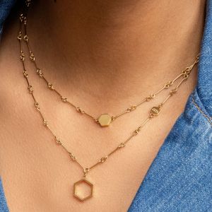 Olivia Burton Honeycomb Gold Plated Double Chain Necklace - 24100306