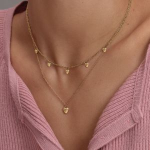 Olivia Burton Classic Mini Heart Gold Plated Double Chain Necklace. Item code 24100457.