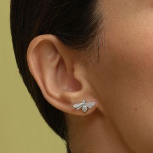 Olivia Burton Signature Honey Bee Silver Tone Stud Earrings. Item code 24100478.