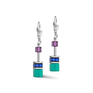 Coeur De Lion GeoCUBE Earrings - Turquoise and Lilac