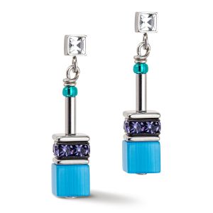 Coeur De Lion GeoCUBE Earrings - Iconic Turquoise and Purple 2839210608