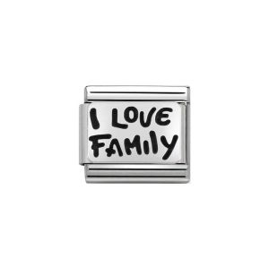 Nomination Classic Silver Oxidised I Love Family Writing Charm
