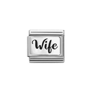 Nomination Classic Silver and Black Enamel Wife Charm