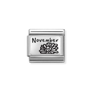 Nomination Composable Classic Month Flower Plates Steel and 925 Sterling Silver November