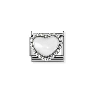 Nomination Classic Enamel and Sterling Silver Raised Heart Charm - White 330204/36