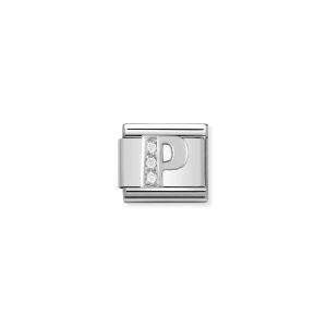 Nomination Silver and Zirconia Classic Letter Charm - P