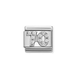 Nomination Classic Silver and Zirconia Number 70 Charm