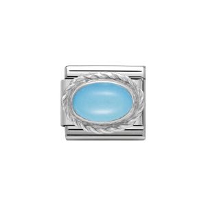 Nomination Classic Oval Stones Turquoise Charm - Sterling Silver Twist Setting