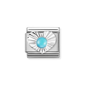 Nomination Classic Silvershine Diamond Heart Turquoise Charm