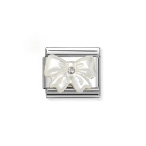 Nomination Classic Silver Mother of Pearl White Bow Charm