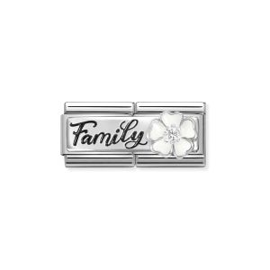 Nomination Classic Double Link Charm - Family with White Flower