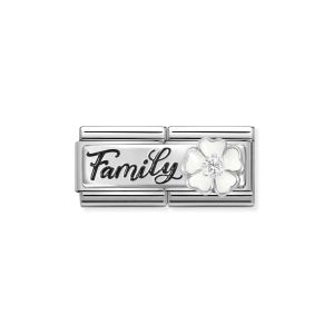 Nomination Classic Double Link Charm - Family with White Flower 330734/17