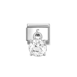 Nomination Classic Round Cubic Zirconia Drop Charm Silver