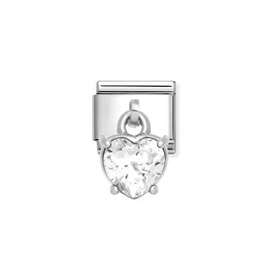 Nomination Classic Cubic Zirconia Heart Drop Charm Silver
