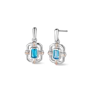Clogau Enchanted Gateways Silver and Swiss Blue Topaz Stud Earrings - 3SEGW0731